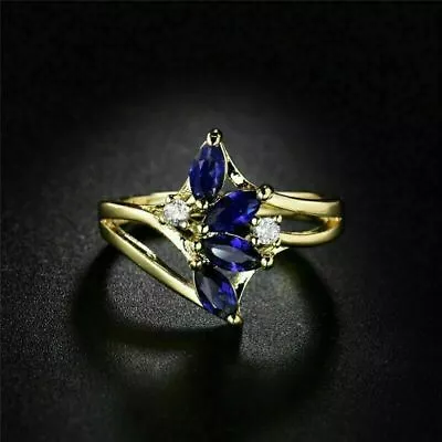 1.50Ct Marquise Cut Blue Simulate Diamond Engagement Ring 14k Yellow Gold Plated • $92