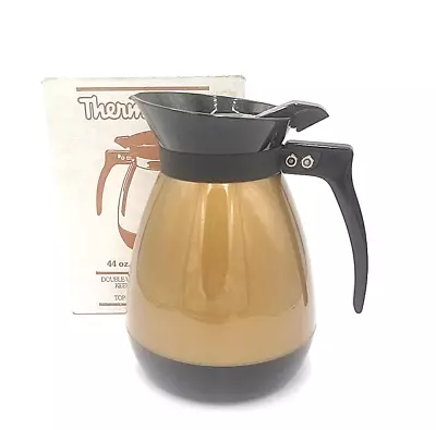 Vintage THERMO-SERV Gold/Black 44 Oz. Insulated Coffee Tea Server Carafe W/Box • $30.39