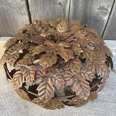 Fall Metal Leaf Wire Pumpkin Leaves Round Tabletop Thanksgiving Fall Decor 11.5” • $24