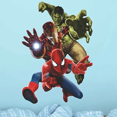 Marvel The Hulk Iron Man Spider-Man Full Colour Wall Sticker 21-170 Cm (67inch) • £42.49