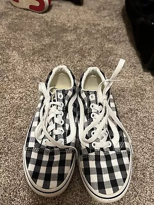 Vans Unisex Checkered Black White Sneaker Lace Up Shoes Women Size 5 Men 3.5 • $5