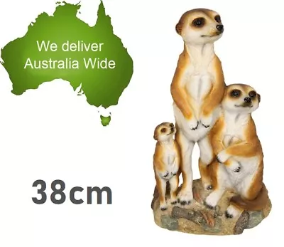 38CM MEERKAT Family Ornament Statue Figurine Garden Sculptures Christmas Gift  • $62.99