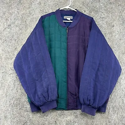 VINTAGE Fenn Wright Mason Jacket Mens XL Purple Silk Puffer Bomber Coat 90s • $19.96