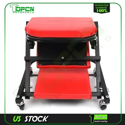 6 Wheel Foldable Mechanics Z Creeper Seat Rolling Chair Garage Work Stool 300Lbs • $41.38