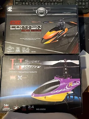 $30 • Buy 4 Channel Rc Helicopter Lot For Parts Or Repair W Transmitters And Extra Parts