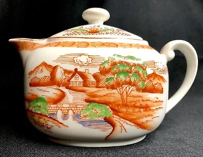 Vintage Mepoco Ware Japan Small Teapot Country Scenery • $8