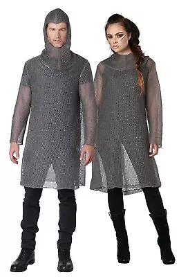 Metallic Knit Chainmail Tunic And Cowl Medieval Renaissance Adult Costume • $64.88