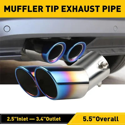 Car Auto Blue Rear Dual Exhaust Pipe Tail Muffler Tip Throat Tailpipe Auto Parts • $19.99