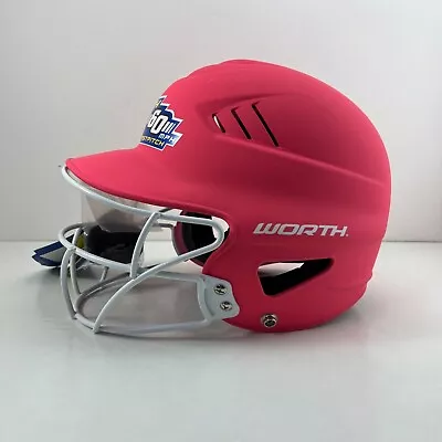 Worth Fastpitch Softball Batting Helmet Mask 60 MPH Pink White Size 6 ½” – 7 ½” • $24.99