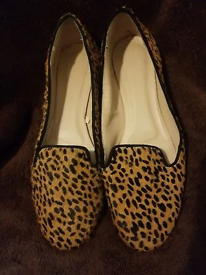 Zara Woman  Calf Hair Leopard Leather Slip On Flats Size 40 • $17