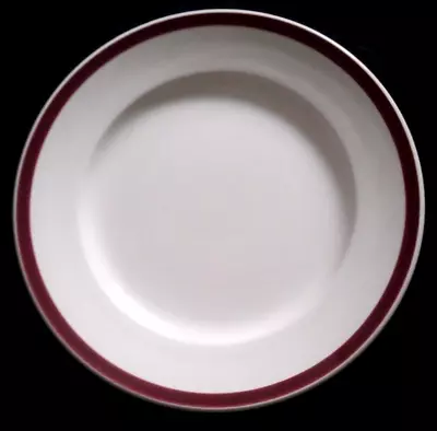 Sampson Bridgwood White + Burgundy Red  Band Pattern 9¾ Inch Dinner Plate C1960+ • £8.99