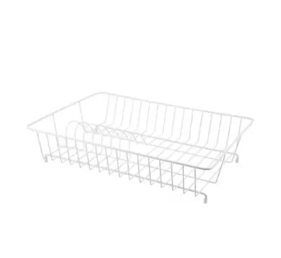 Anko Dish Rack Plate Sink Stand Drainer Dryer Wire Rectangular White • $4.94