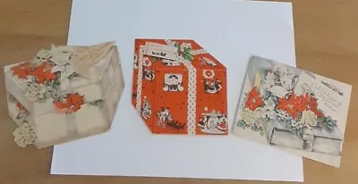 Group 3 Cute! VINTAGE 1940s  Christmas Gift Box Cards 2 - Rust Craft • $12