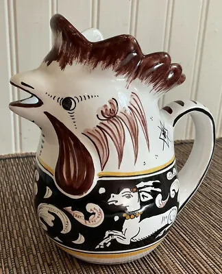DERUTA ROOSTER PITCHER 6”  Black & Brown Made In Italy Excellent Condition! • $32