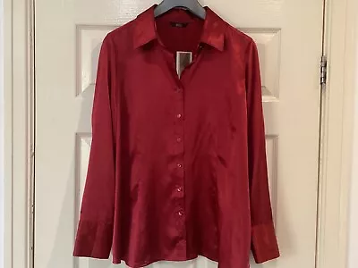 Marks And Spencer’s Satin Blouse Red Size 20 Red Satin Blouse M@s  Blouse BNWT • £3