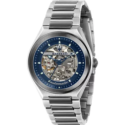 Maserati Triconic Silver Stainless Steel & Skeleton Dial Mens Watch. R8823139003 • $349