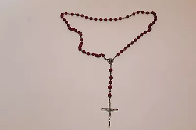 Vintage Rosary - Red Wood Beads / Made In Italy / Very Nice W/ Original Box • $17.95