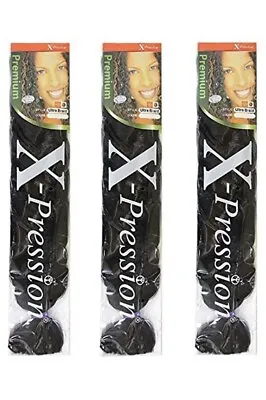 $7.99 • Buy X-PRESSION Ultra Braid Color #1B 82″ (3 Pack) Original Kanekalon 