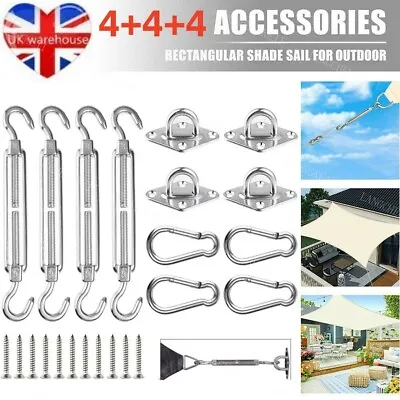Sun Shade Sail Stainless Fixing Fitting Kit Garden Patio Awning Canopy Accessory • £10.55