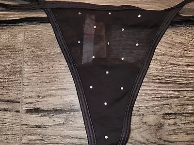 Victoria’s Secret Size Large Panties Panty Thong Rhinestone Black • $6