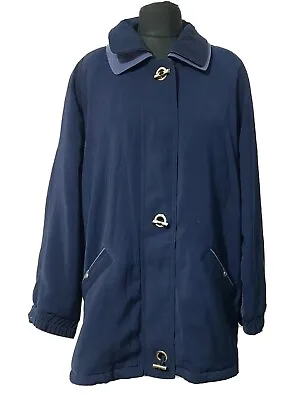 David Barry Womens UK 20 Navy Blue Winter Jacket Padded Quilted Lining Plus Size • £8