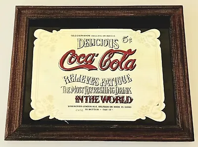 Vintage Coca Cola Advertising Mirror 70's 80's Framed 9 X7  • £19.99