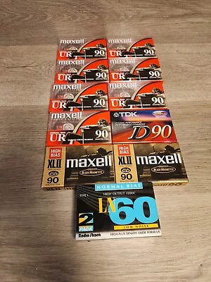 Lot Of 12 TDK D90 Maxell UR90 - XLII90 Radio Shack LN60 Cassette Tapes  Sealed • $22.95