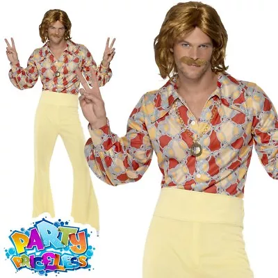 £41.99 • Buy Groovy Guy 60s 70s Costume Disco Mens Abba Hippie Flares Fancy Dress Outfit