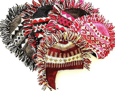 Mohawk Himalayan Hat 100% Wool Hand Knitted Beanie Fleece Lining Unisex Nepal • $7.85