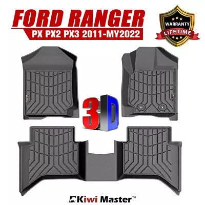 KIWI MASTER Car Floor Mats 3D TPE Liner For Ford Ranger PX PX2 PX3 2011-MY2022 • $139.95