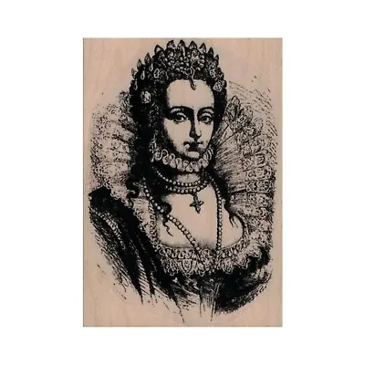 Mounted Rubber Stamp Queen Elizabeth I QEI Royalty Queen Victorian Crown • $12.65