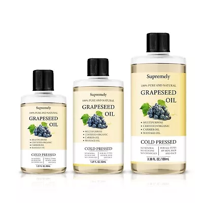 GRAPESEED OIL 100% Cold Pressed Unrefined Organic Pure & Natural Fast Delivery • £8.49