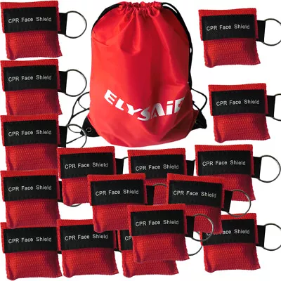100pcs Red CPR Mask With Keychain Face Shield Key AED Key Chain Cpr Face Shield • £58.78