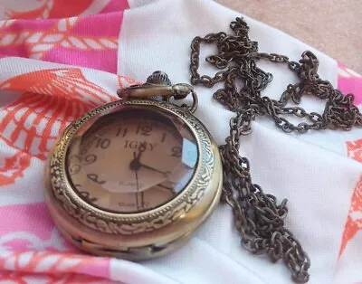 Vintage Igny Necklace Pocket Watch Amulet • $38