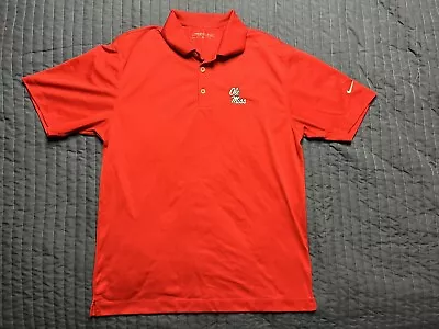 Nike Golf Dri Fit Shirt Sleeve Polo Shirt Mississippi Ole Miss Rebels Medium Red • $20