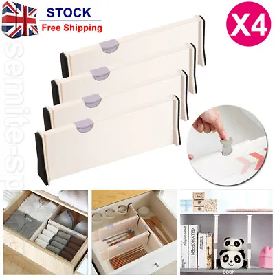 £14.99 • Buy 4X Adjustable Drawer Dividers Organizer Kitchen Lipper Expandable Separators UK