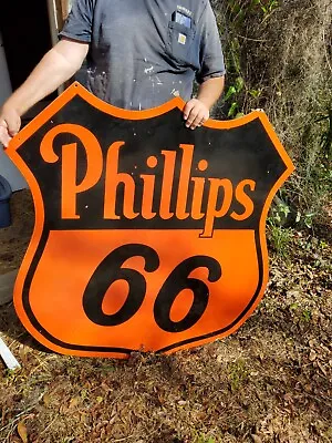 ** Vintage Original Phillips 66 Porcelain Sign Dsp 1954 Old Gas S.p.s 48 X40  • $3800