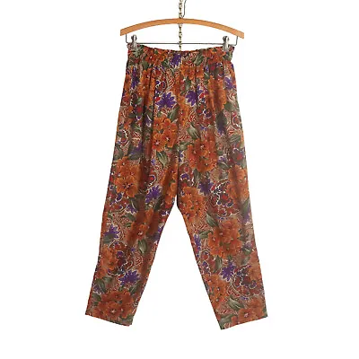 Vintage 90s Floral Extra High Waisted Soft Pants S Baroque Boho Grunge Vtg • $24