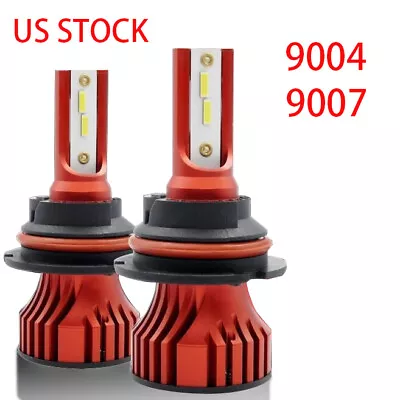 Pair 9007 9004 Super Bright LED Headlight Bulbs Kit High Low Beam 6500K White • $10.99