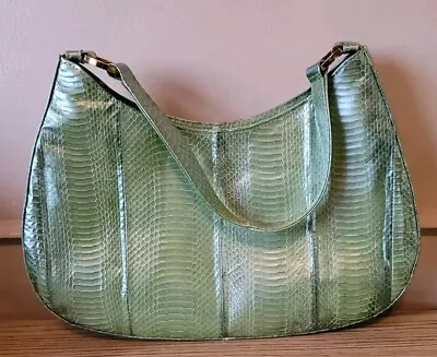 J Renee Snake Skin Evening Bag Purse Strap Gold Tone Hardware Mint Green READ • $25