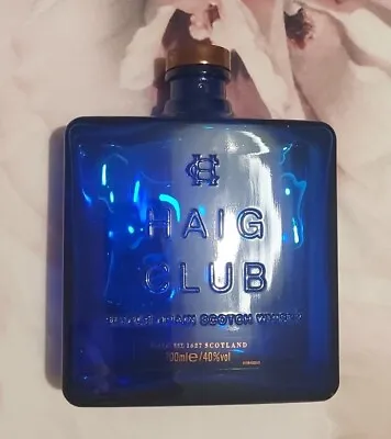 Haig Club Square Blue Glass Bottle Single Grain Scotch Whisky Empty 700ml • £16.90