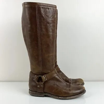 Frye Women’s Phillip Tall Brown Leather Harness Riding Boots Size 8.0 B • $44.99