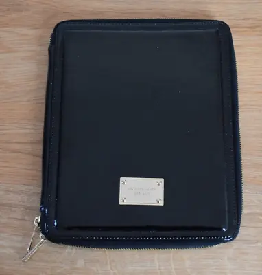 MICHAEL KORS Ipad Case For Tablet Black Patent Leather/Gold / Stand Zip Around • $18.99