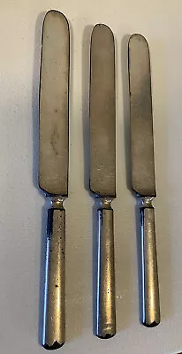 Blunt Solid Set Of 3 Dinner Knives 1834 J Russell & Co Silverplate No Monogram • $5.95