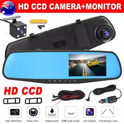 4.3  Dash Camera Front And Rear Screen 1080P Dash Cam Recorder Reversing Mirror • $30.35