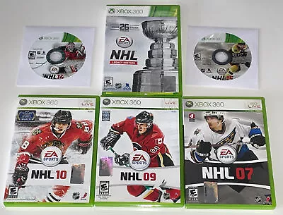 NHL Hockey LOT Bundle Of 6 Xbox 360 EA Sports NHL Legacy 07 09 10  14 15 • $9.99