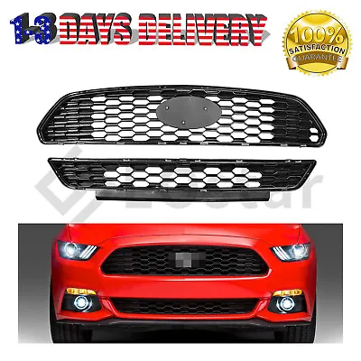 Fits 2015 2016 2017 Ford Mustang Front Bumper Upper & Lower Grille Mesh Grill • $70.69