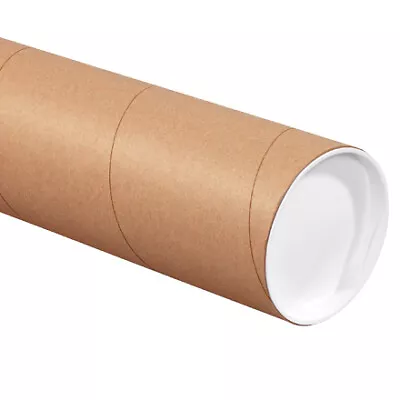 Pack Of 15 Brown Kraft Mailing Tubes 4x30  Secure Caps For Shipping • $90.27