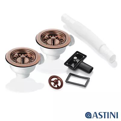 2x 90mm Antique Copper Waste & Overflow For Astini RAK Rangemaster Ceramic Sink • £66.99