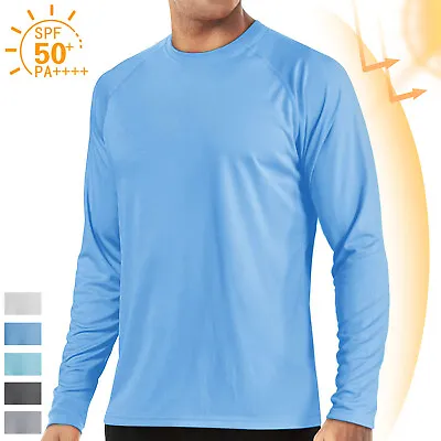 Men's UPF 50+ UV Protection Long Sleeve T-Shirt Sun Block Casual Fishing Shirts • $16.98